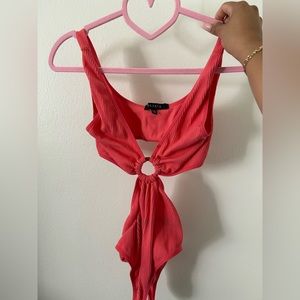 Coral Super Stretch Cut out Bodysuit